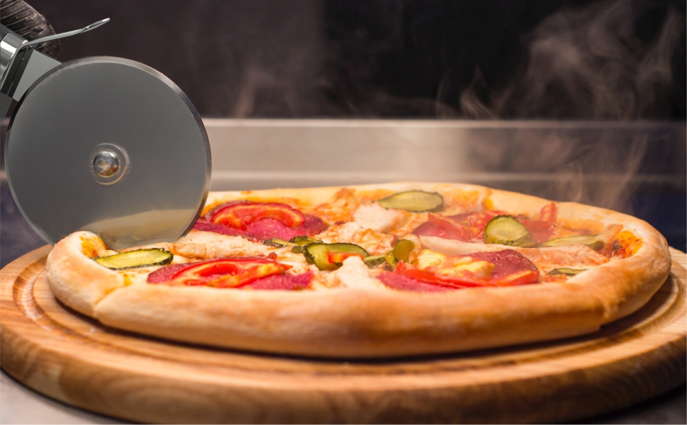 2PCS Pizza Wheel Cutter and Pie Server - Non-Slip Handle, Sharp Stainless Steel Pizza Slicer