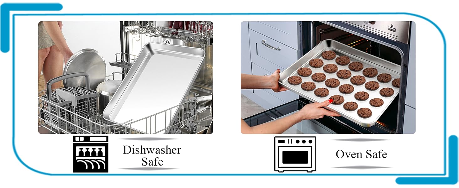 TeamFar Baking Sheet, 17.6’’ x 13’’ x 1’’ Stainless Steel Large Cookie Sheet Baking Tray Pan for Oven, Non-Toxic & Healthy, Rust Free & Heavy Duty, Mirror Finish & Dishwasher Safe