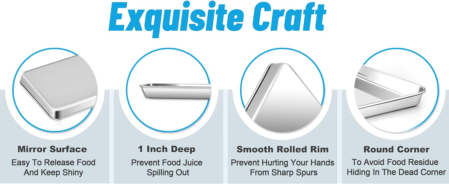 TeamFar Baking Sheet, 17.6’’ x 13’’ x 1’’ Stainless Steel Large Cookie Sheet Baking Tray Pan for Oven, Non-Toxic & Healthy, Rust Free & Heavy Duty, Mirror Finish & Dishwasher Safe