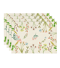 Artoid Mode Antique Herbs and Wild Flowers Summer Placemats Set of 4, 12x18 Inch Seasonal Wildflower Spring Table Mats for Party Kitchen Dining Decoration