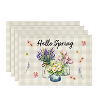 Artoid Mode Antique Herbs and Wild Flowers Summer Placemats Set of 4, 12x18 Inch Seasonal Wildflower Spring Table Mats for Party Kitchen Dining Decoration