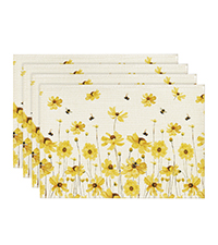 Artoid Mode Antique Herbs and Wild Flowers Summer Placemats Set of 4, 12x18 Inch Seasonal Wildflower Spring Table Mats for Party Kitchen Dining Decoration