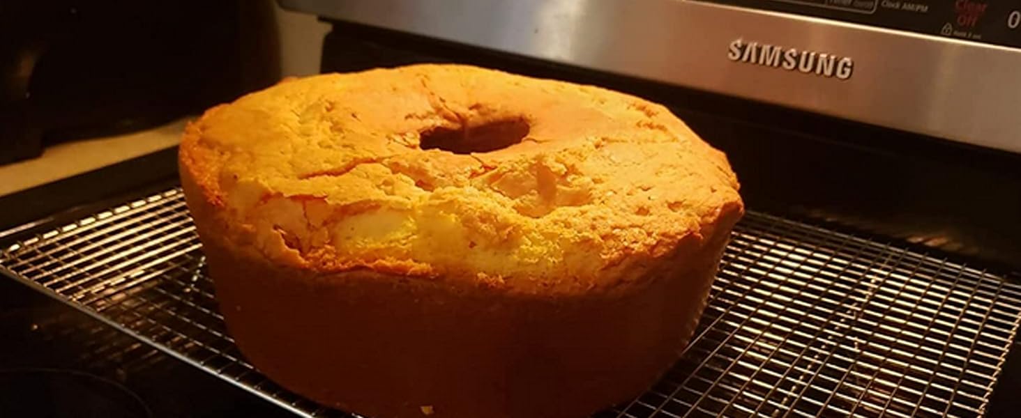 LIANYU 10 Inch Angel Food Cake Pan, Black Nonstick Tube Pan for Baking Pound Cake, Deep Chiffon Mold with Stainless Steel Core, Easy to Release, Leak Proof