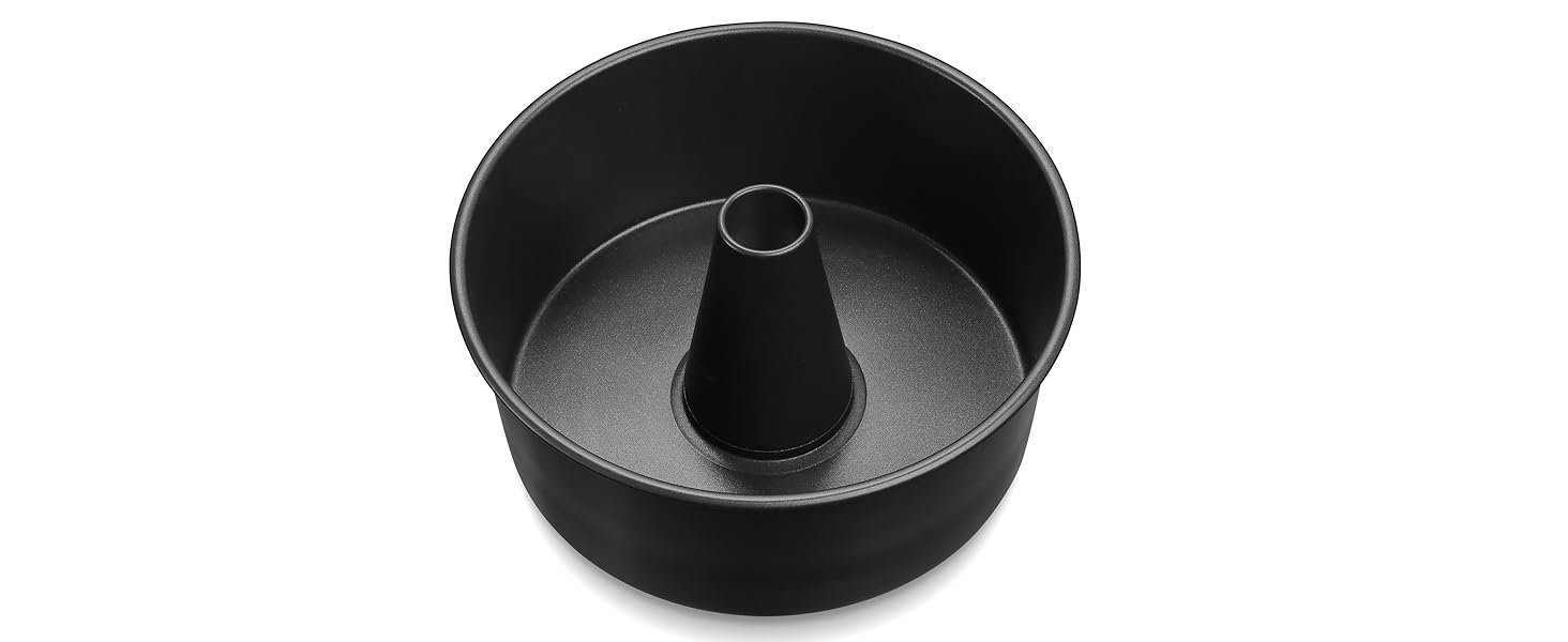 LIANYU 10 Inch Angel Food Cake Pan, Black Nonstick Tube Pan for Baking Pound Cake, Deep Chiffon Mold with Stainless Steel Core, Easy to Release, Leak Proof