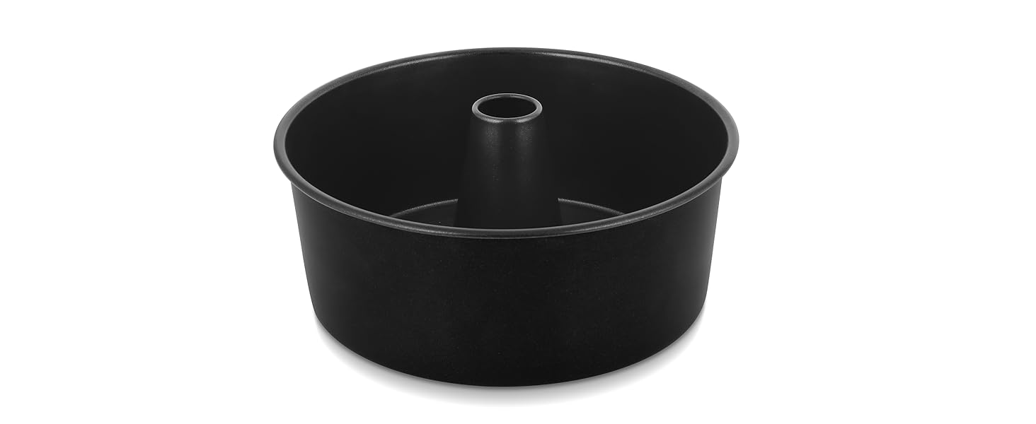 LIANYU 10 Inch Angel Food Cake Pan, Black Nonstick Tube Pan for Baking Pound Cake, Deep Chiffon Mold with Stainless Steel Core, Easy to Release, Leak Proof