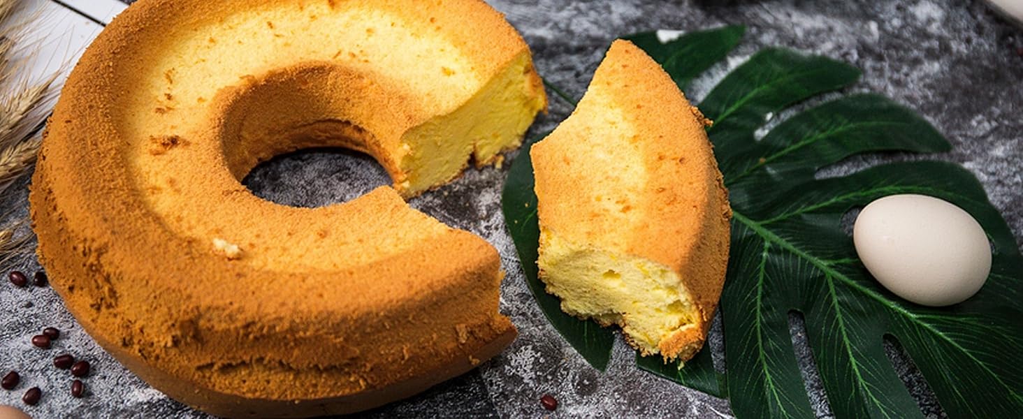 LIANYU 10 Inch Angel Food Cake Pan, Black Nonstick Tube Pan for Baking Pound Cake, Deep Chiffon Mold with Stainless Steel Core, Easy to Release, Leak Proof