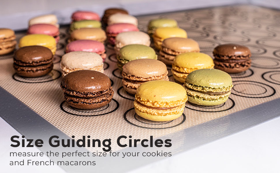 Macaron Silicone Baking Mats - Set of 2 - Full Size - 16 x 24 in (40 x 60 cm), Non-Stick Macaron Mat for Perfect Baking - Dishwasher & Oven Safe, Ideal for Macarons, Cookies, Bread, and More