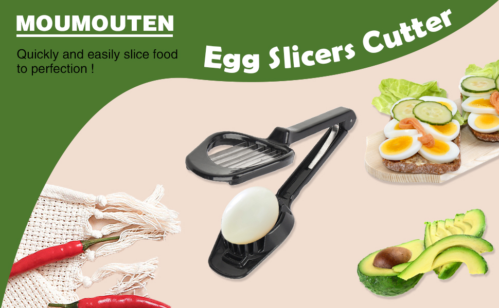 Egg Slicers Cutter, Stainless Steel Multifunction Slicing Mould, Handheld Mushroom Kiwi Divider Tomato Strawberry Cutter, 2.95 * 7.5inches (Black)