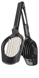 Egg Slicers Cutter, Stainless Steel Multifunction Slicing Mould, Handheld Mushroom Kiwi Divider Tomato Strawberry Cutter, 2.95 * 7.5inches (Black)