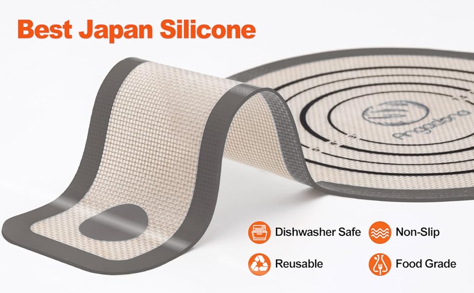 Silicone Bread Sling Dutch Oven - Best Japan Silicone. Non-Stick & Easy Clean Reusable Bread Baking Mat. With Extra Long Handles Baking Sheet Liner, 1 Grey pcs for Transferable Dough