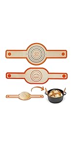 Silicone Bread Sling Dutch Oven - Best Japan Silicone. Non-Stick & Easy Clean Reusable Bread Baking Mat. With Extra Long Handles Baking Sheet Liner, 1 Grey pcs for Transferable Dough