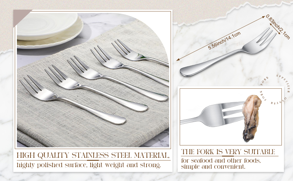 Zubebe 24 Pcs Oyster Fork Appetizer Seafood Forks Portable Stainless Steel dinnerware 3 Prong Fruit Small Cocktail Salad Dessert tableware for Tasting Crab Escargot Party Travel, 5.5 Inch Silver