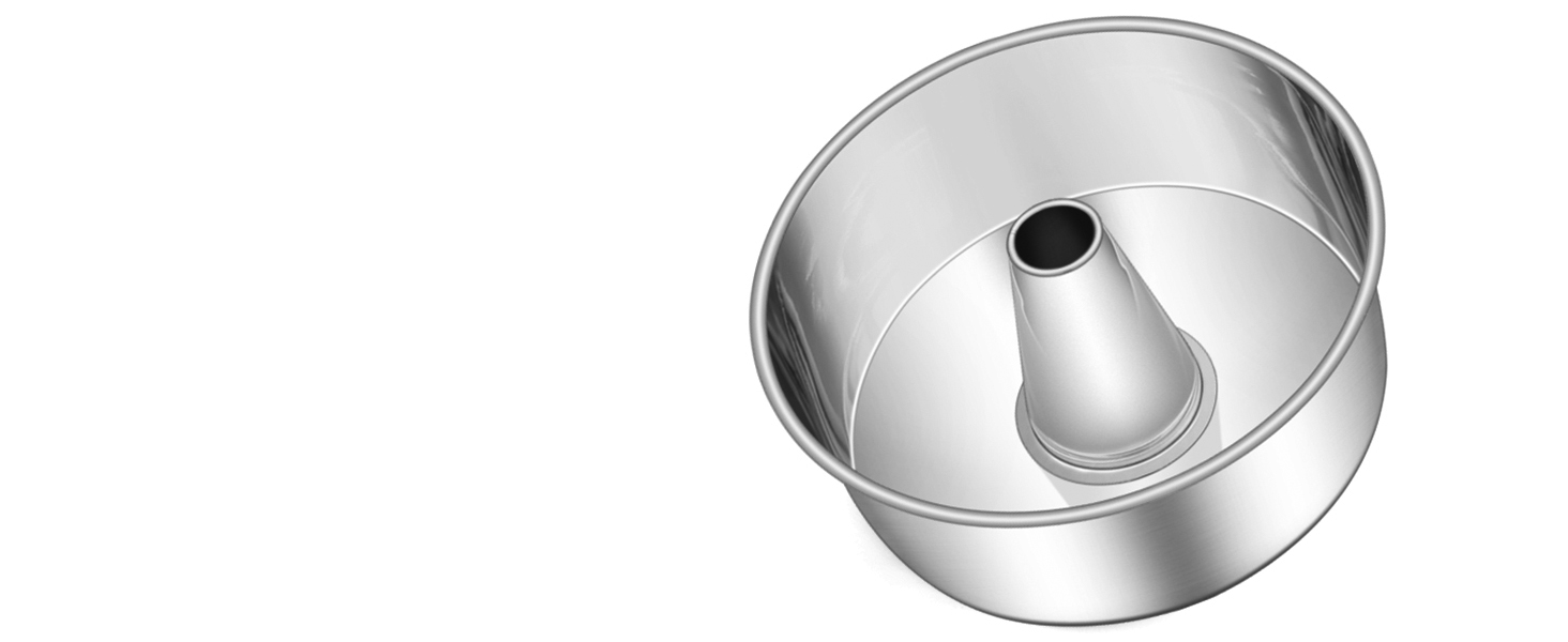 E-far Angel Food Cake Pan, 10-Inch Stainless Steel Tube Pan for Baking Pound Chiffon Cake, One-piece Design & Non-toxic, Dishwasher Safe