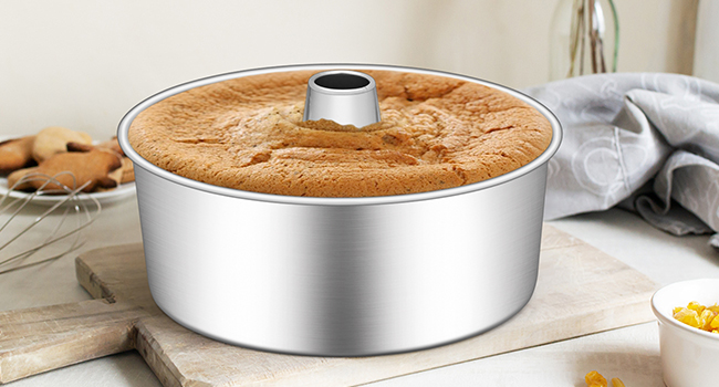 E-far Angel Food Cake Pan, 10-Inch Stainless Steel Tube Pan for Baking Pound Chiffon Cake, One-piece Design & Non-toxic, Dishwasher Safe