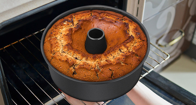 E-far Angel Food Cake Pan, 10-Inch Non-stick Tube Pan for Baking Pound Chiffon Cake, One-piece Design, Easy Release & Clean