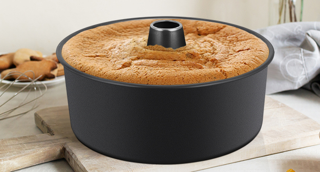 E-far Angel Food Cake Pan, 10-Inch Non-stick Tube Pan for Baking Pound Chiffon Cake, One-piece Design, Easy Release & Clean