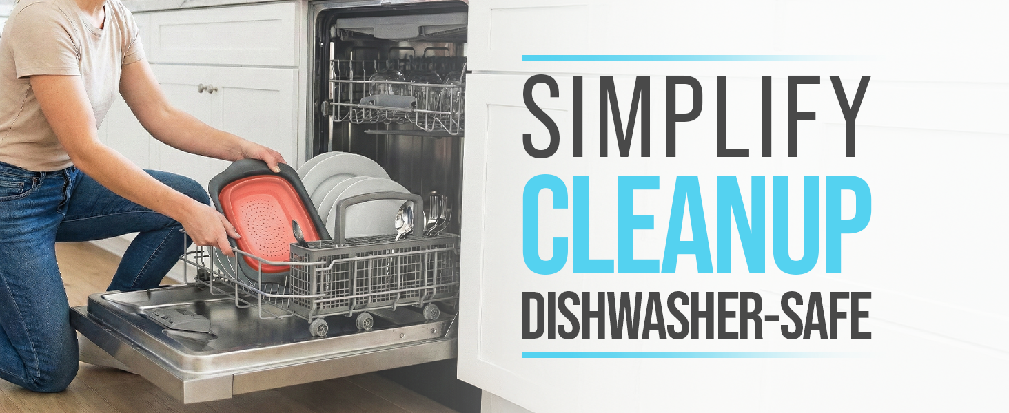 Comfify XL Large Kitchen Strainer - Collapsible Silicone Over-The-Sink Colander with Extendable Handles - Use with Pasta, Fruit, Berries & Veggie - 6 Quart - Gray