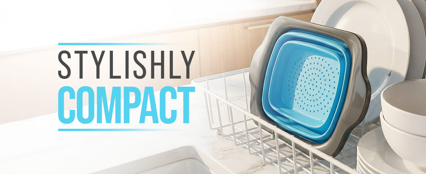 Comfify XL Large Kitchen Strainer - Collapsible Silicone Over-The-Sink Colander with Extendable Handles - Use with Pasta, Fruit, Berries & Veggie - 6 Quart - Gray