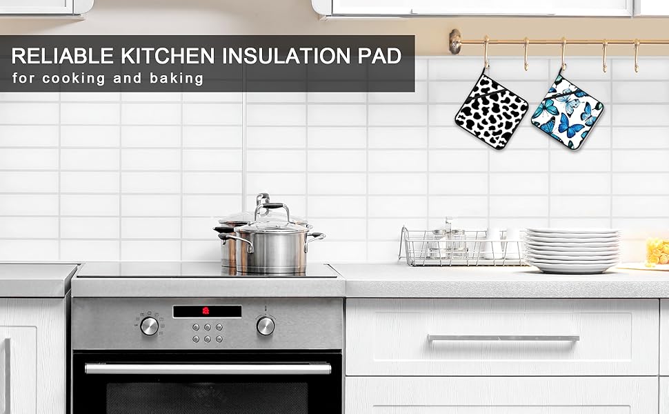 Abstract Hippie Flower Pot Holders Set of 2 Kitchen Heat Resistant Potholder for Microwave Cooking Baking Oven End Dishes and BBQ