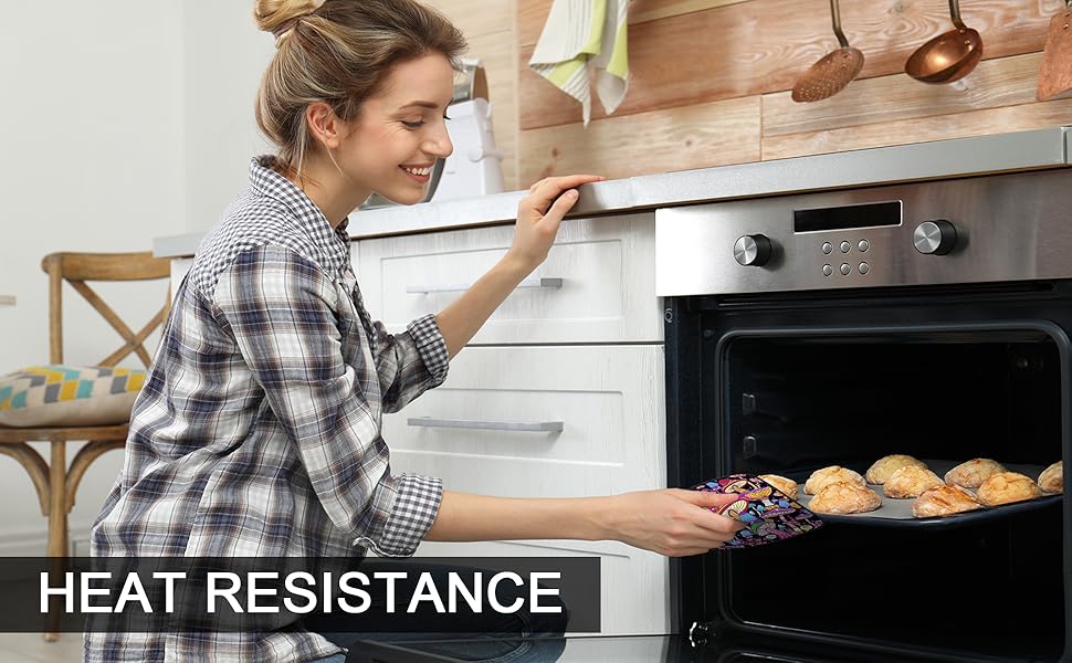 Abstract Hippie Flower Pot Holders Set of 2 Kitchen Heat Resistant Potholder for Microwave Cooking Baking Oven End Dishes and BBQ