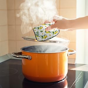 Abstract Hippie Flower Pot Holders Set of 2 Kitchen Heat Resistant Potholder for Microwave Cooking Baking Oven End Dishes and BBQ