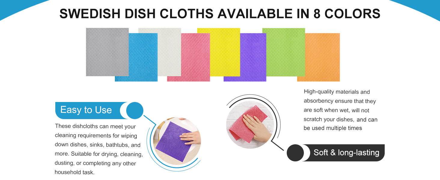 Homaxy Swedish Dishcloths for Kitchen, 10 Pack Reusable and Washable Cellulose Sponge Cloths Dish Towels, Absorbent and No Odor Paper Towels for Dishes ＆ Counters, Assorted