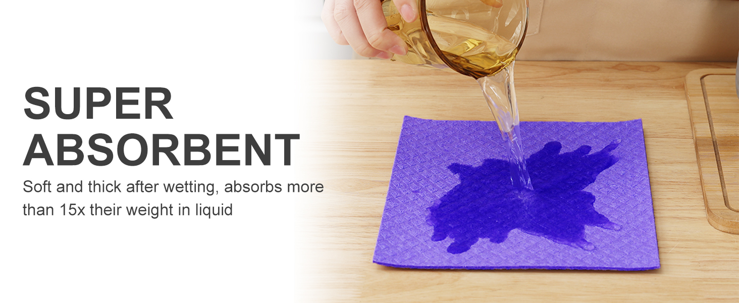 Homaxy Swedish Dishcloths for Kitchen, 10 Pack Reusable and Washable Cellulose Sponge Cloths Dish Towels, Absorbent and No Odor Paper Towels for Dishes ＆ Counters, Assorted