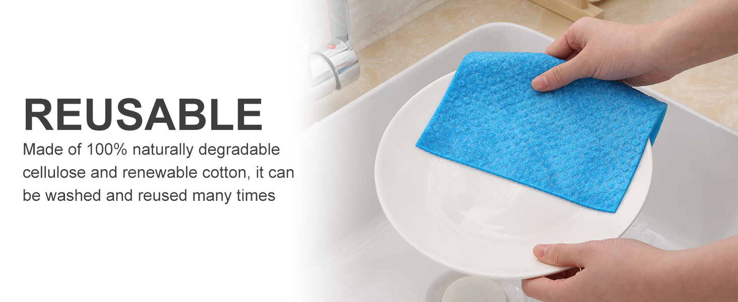 Homaxy Swedish Dishcloths for Kitchen, 10 Pack Reusable and Washable Cellulose Sponge Cloths Dish Towels, Absorbent and No Odor Paper Towels for Dishes ＆ Counters, Assorted