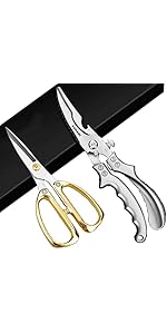 2-Piece Kitchen Shears Set, Heavy Duty Professional Poultry Meat Scissors,Multi-Purpose Stainless Steel, Dishwasher Safe