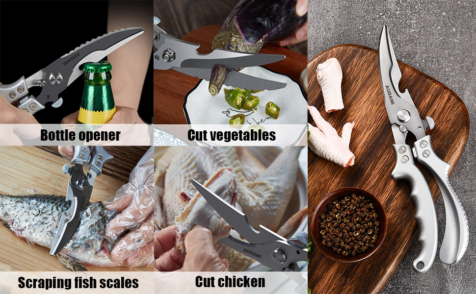 2-Piece Kitchen Shears Set, Heavy Duty Professional Poultry Meat Scissors,Multi-Purpose Stainless Steel, Dishwasher Safe
