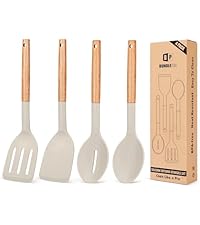Pack of 2 Silicone Solid Turner, Non Stick Slotted Kitchen Spatulas, High Heat Resistant BPA Free Cooking Utensils, Ideal Cookware for Fish, Eggs, Pancakes(Stainless Steel Khaki)