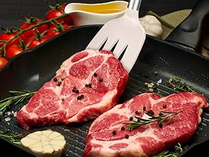 Pack of 2 Silicone Solid Turner, Non Stick Slotted Kitchen Spatulas, High Heat Resistant BPA Free Cooking Utensils, Ideal Cookware for Fish, Eggs, Pancakes(Stainless Steel Khaki)