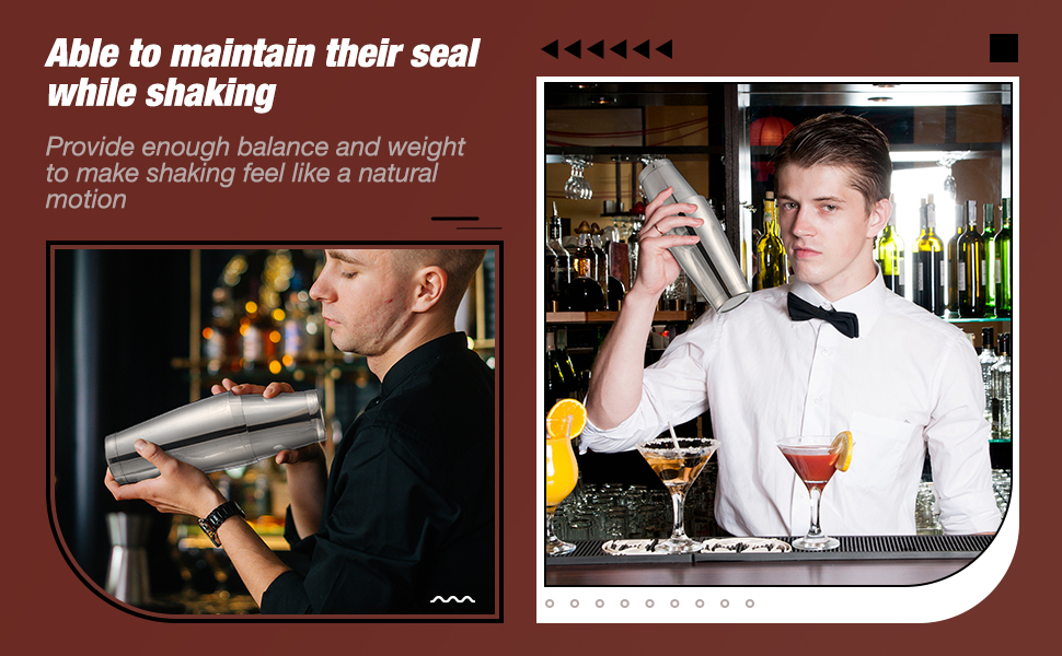 Lallisa 10 Pieces Cocktail Shakers Professional Bar Boston Shaker Set Stainless Steel Martini Shaker Drink Mixer Basic Tools Weighted Shake Metal Can for Bartenders, 18 Oz, 28 oz(Silver)