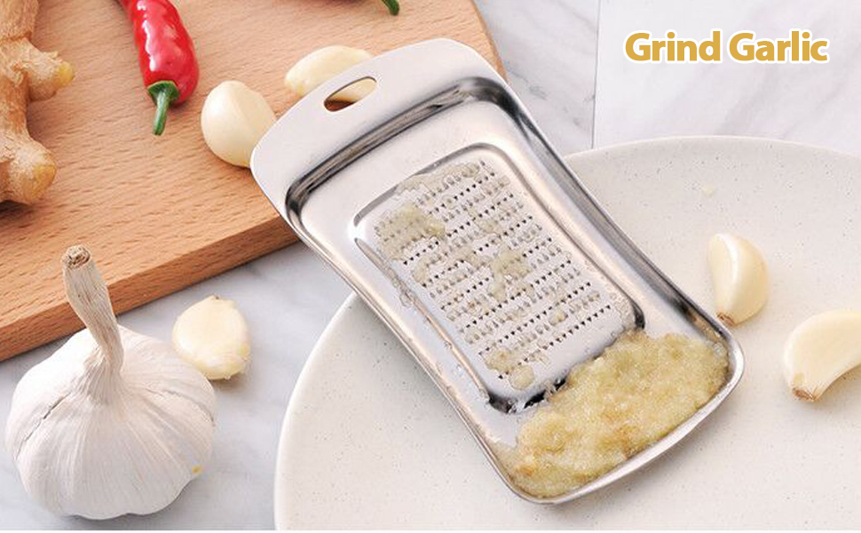 Stainless Steel Ginger Grater, Lemon Zester, Cheese Grater with Wasabi Garlic Grinding Tool for Sushi, Sashimi, Tempura, Silver