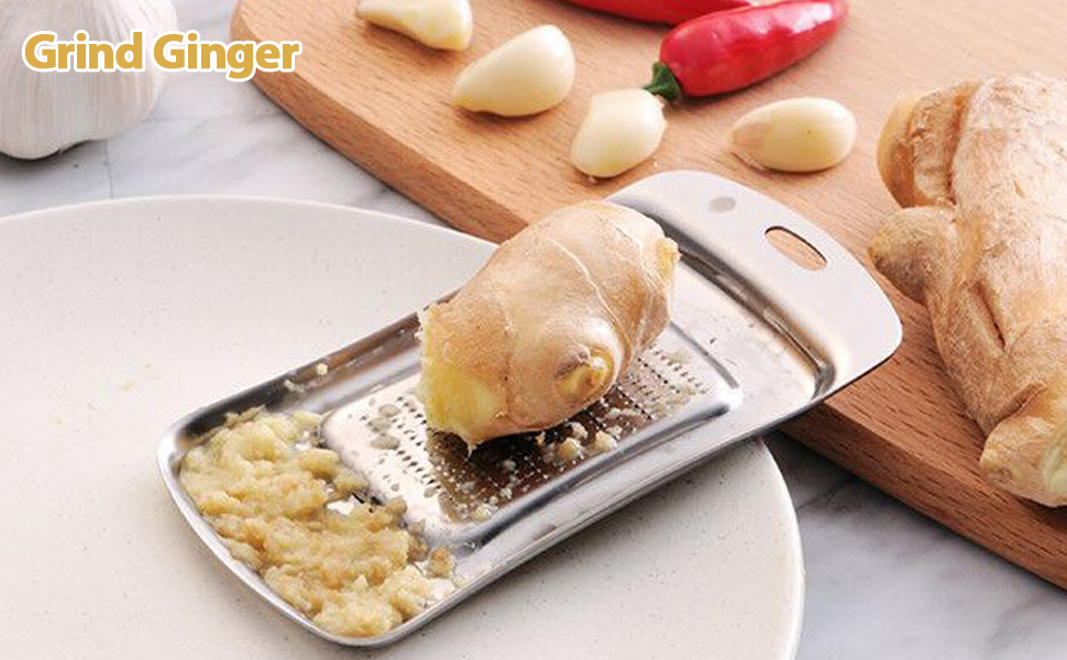 Stainless Steel Ginger Grater, Lemon Zester, Cheese Grater with Wasabi Garlic Grinding Tool for Sushi, Sashimi, Tempura, Silver
