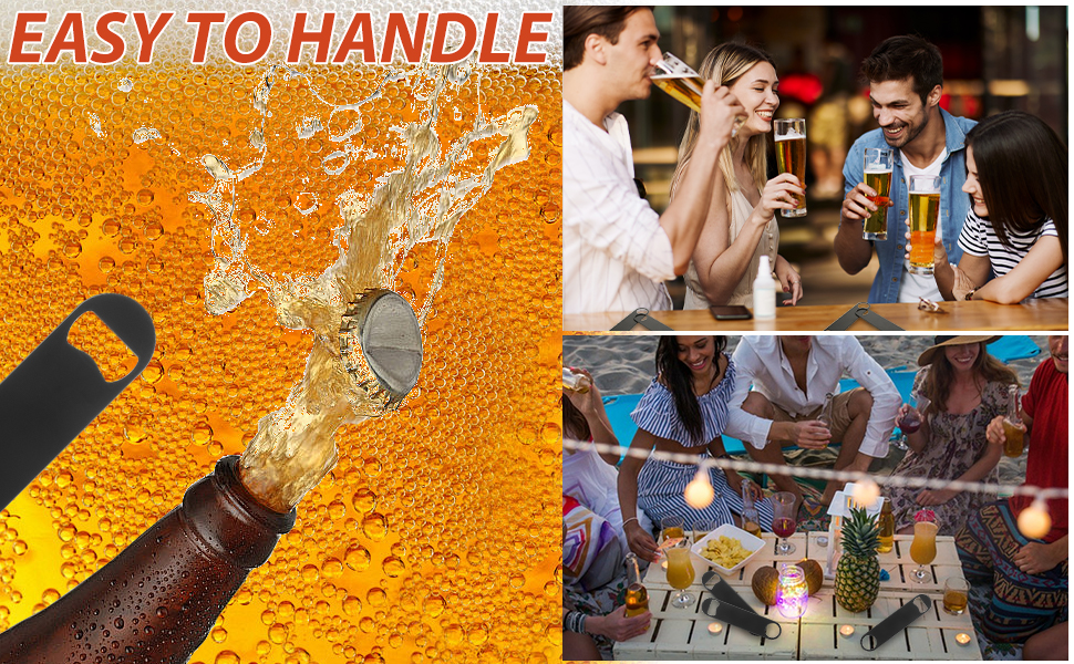 DAJAVE 20 Pieces Flat Bottle Openers, 7 Inch Stainless Steel Bottle Openers Bulk, Black Speed Openers Beer Bottle Opener Bartender for Bar, Kitchen, Restaurant