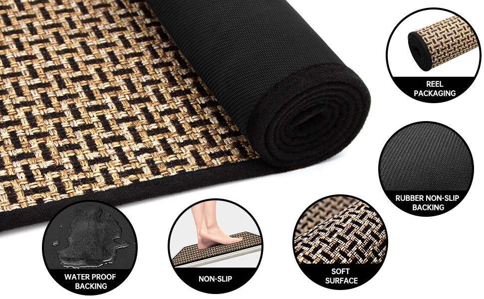 Kitchen Rugs and Mats Non Skid Washable Set of 2 PCS, Absorbent Runner Rugs for Kitchen, Front of Sink, Kitchen Mats for Floor, 17.3