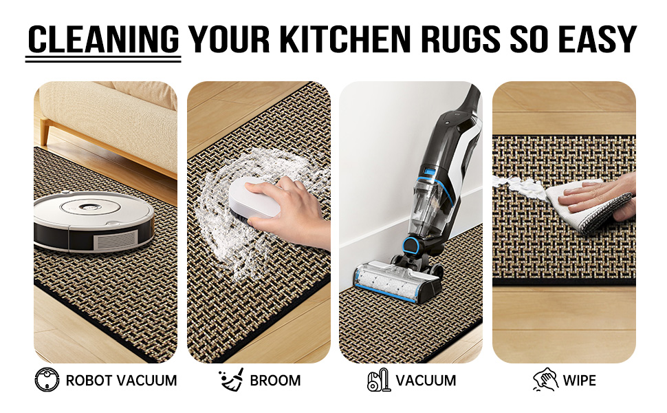 Kitchen Rugs and Mats Non Skid Washable Set of 2 PCS, Absorbent Runner Rugs for Kitchen, Front of Sink, Kitchen Mats for Floor, 17.3