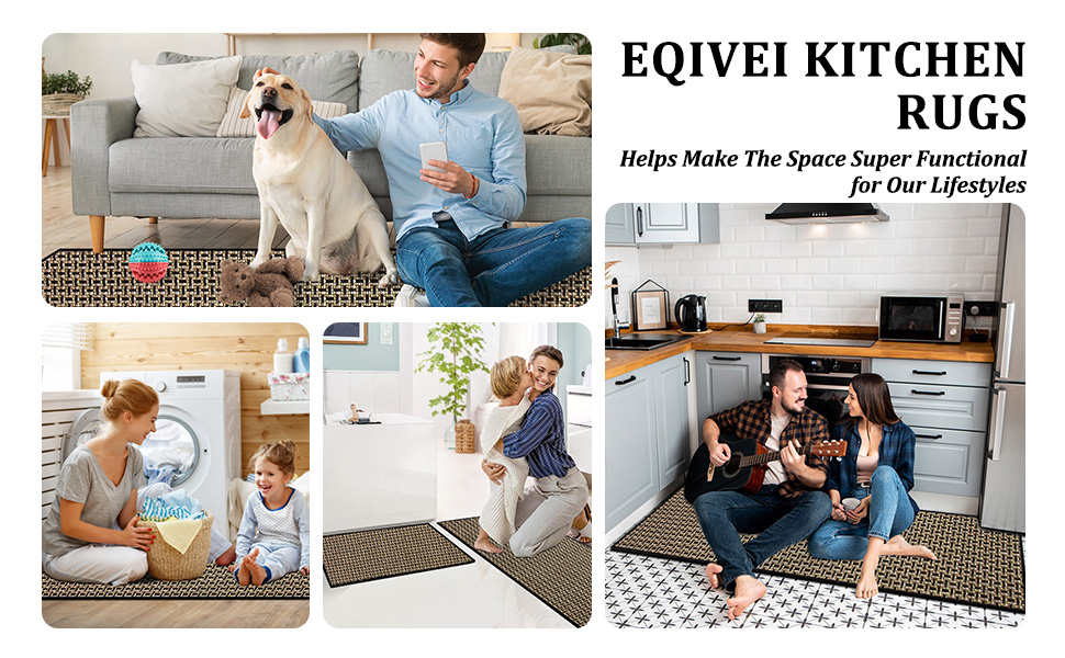 Kitchen Rugs and Mats Non Skid Washable Set of 2 PCS, Absorbent Runner Rugs for Kitchen, Front of Sink, Kitchen Mats for Floor, 17.3