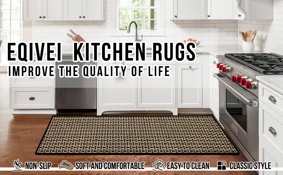 Kitchen Rugs and Mats Non Skid Washable Set of 2 PCS, Absorbent Runner Rugs for Kitchen, Front of Sink, Kitchen Mats for Floor, 17.3