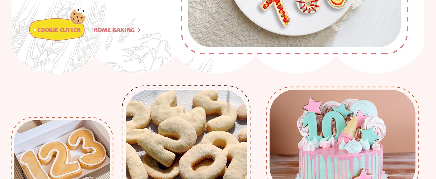 9PCS Number Cookie Cutters Set, Birthday Numbers 0-8(6 Reverses to 9), Stainless Steel Cookie Cutters for Baking, Number Shaped Baking Tool for Homemaking Biscuits, Cookie, Dough