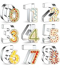 9PCS Number Cookie Cutters Set, Birthday Numbers 0-8(6 Reverses to 9), Stainless Steel Cookie Cutters for Baking, Number Shaped Baking Tool for Homemaking Biscuits, Cookie, Dough