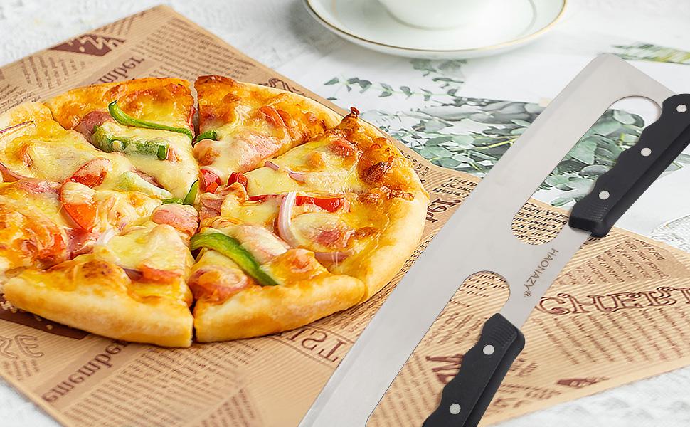 Sharp Pizza Cutter Rocker 14 inch with Double Handles and Protective Cover, Good for Kitchen Dining Room