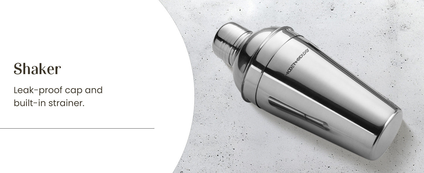 Modern Mixology Cocktail Shaker Set - 8 Piece Bartender Kit on Quality Pine Stand | Complete Cocktail Kit Gift Set | Top Bartender Gifts for Men | Leak Proof Design (Gold)