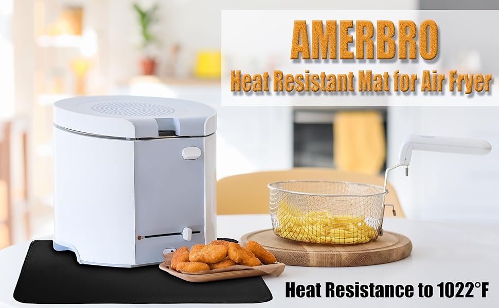 Heat Resistant Mats for Countertop - Fireproof 15x18 in Heat Resistant Mats for Air Fryer - Hot Pad Air Fryer Mat Compatible with Ninja,COSORI,Cuisinart for Coffee Maker, Toaster, Oven 2PCS - Black