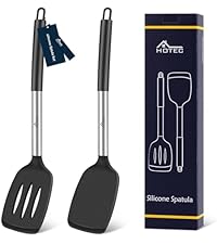 HOTEC 4 Pieces Silicone Whisks Set, Wire Balloon Whisks Egg Beater, Non-slip Handle Whisk for Non-stick Cookware Perfect for Cooking, Stirring, Beating and Blending (Black)