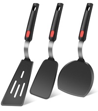 HOTEC 4 Pieces Silicone Whisks Set, Wire Balloon Whisks Egg Beater, Non-slip Handle Whisk for Non-stick Cookware Perfect for Cooking, Stirring, Beating and Blending (Black)