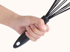 HOTEC 4 Pieces Silicone Whisks Set, Wire Balloon Whisks Egg Beater, Non-slip Handle Whisk for Non-stick Cookware Perfect for Cooking, Stirring, Beating and Blending (Black)