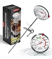 BOMATA Digital Candy Thermometer with Pot Clip, Deep Fry Oil Thermometer with Rotatable Display & Long Probe, for Candy Candle Making, Cooking, Food, Liquids, Water, Sugar.. Black
