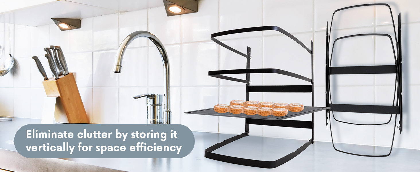 Linden Sweden Metal Baker’s Cooling Rack - Cooling Racks for Cooking and Baking - Storage for Craft and Baking Supplies - Collapsible Racks for Pizza Stones, Cookie Sheets, Pans - 22x 10x 1 Inches